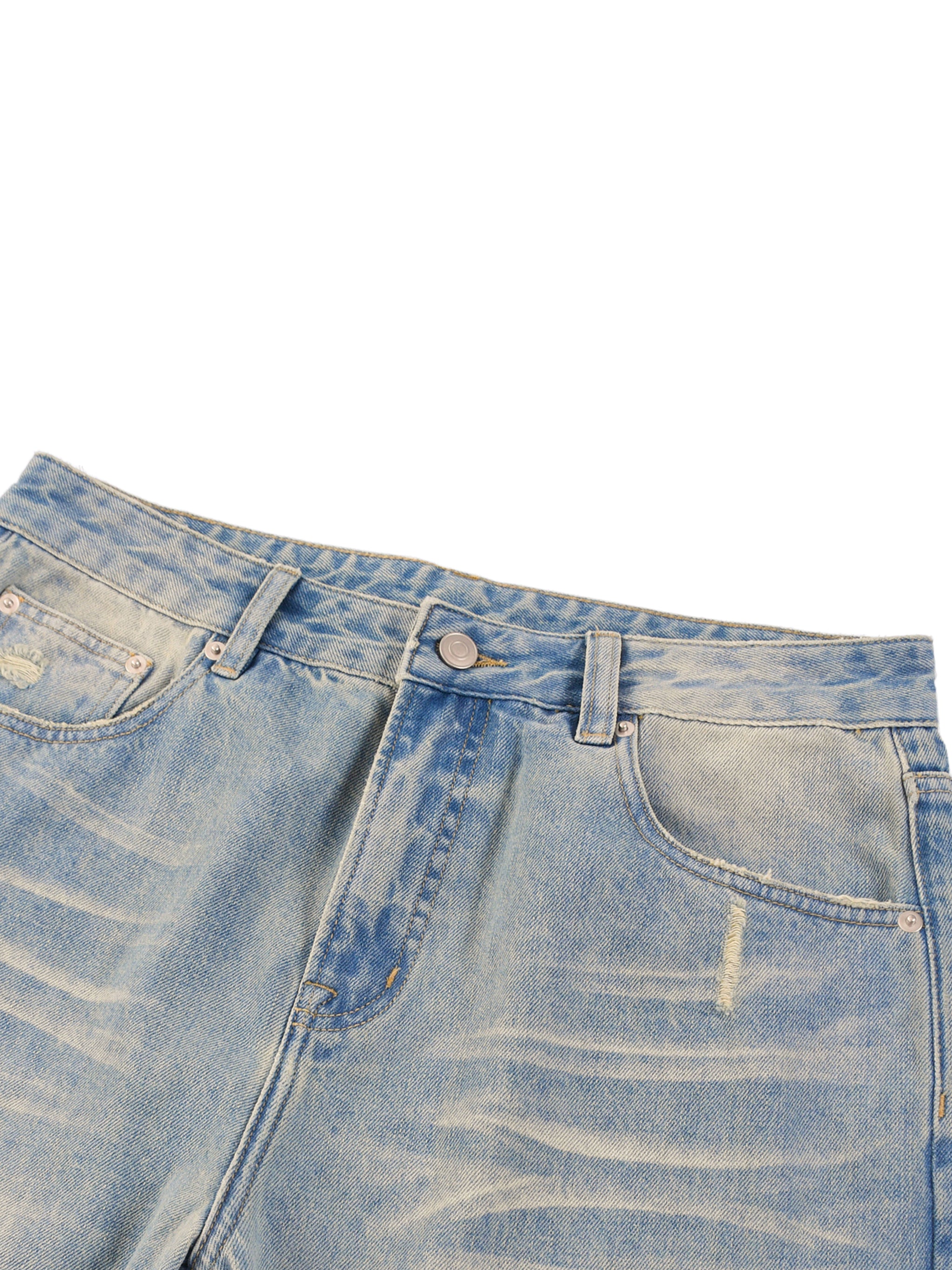 Sun Fade Jeans,Raw Hem Denim,Vintage Denim Jeans,Streetwear Jeans,Noskoo Jeans 